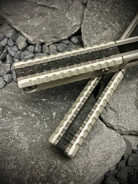 Fatcarbon Dark Matter Blue Glow Forged Carbon Fiber Spacers Set