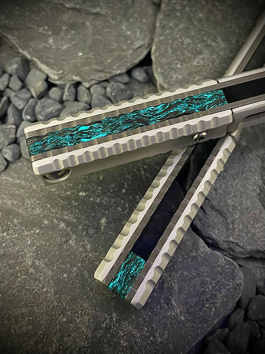 Fatcarbon Dark Matter Blue Glow Forged Carbon Fiber Spacers Set