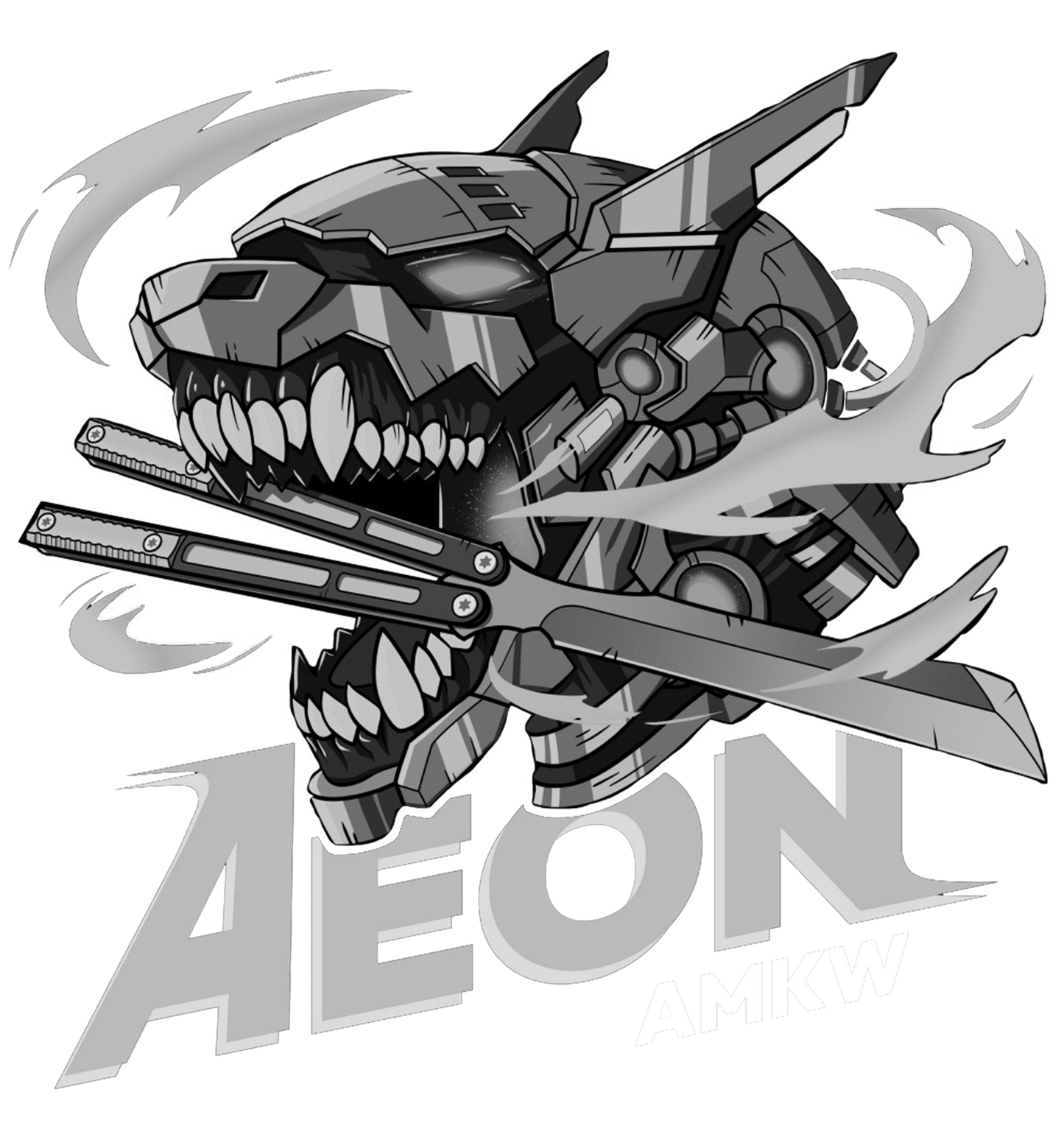 AMKW Aeon Dog Greyscale Logo Tshirt