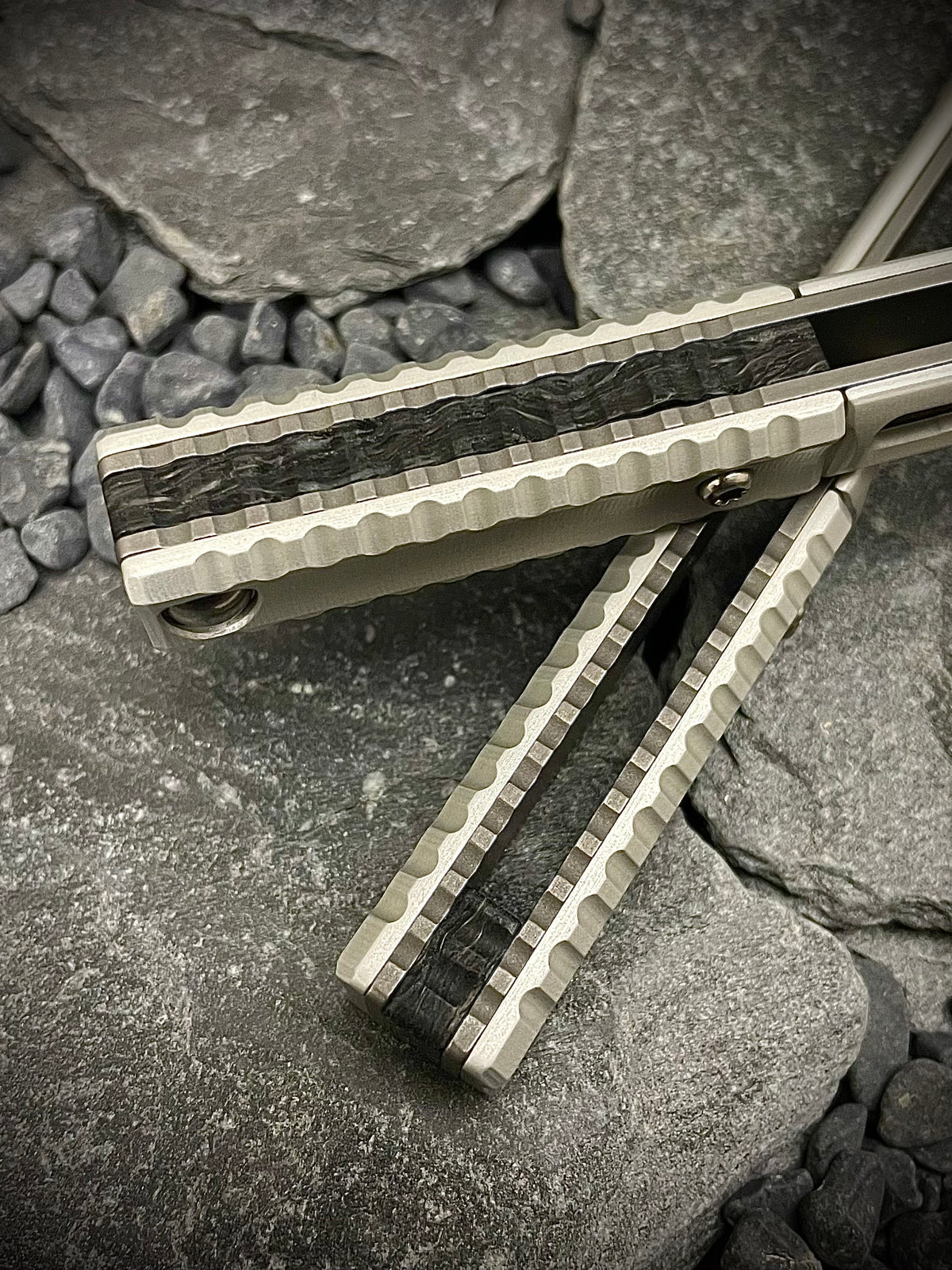 Fatcarbon Dark Matter Blue Glow Forged Carbon Fiber Spacers Set