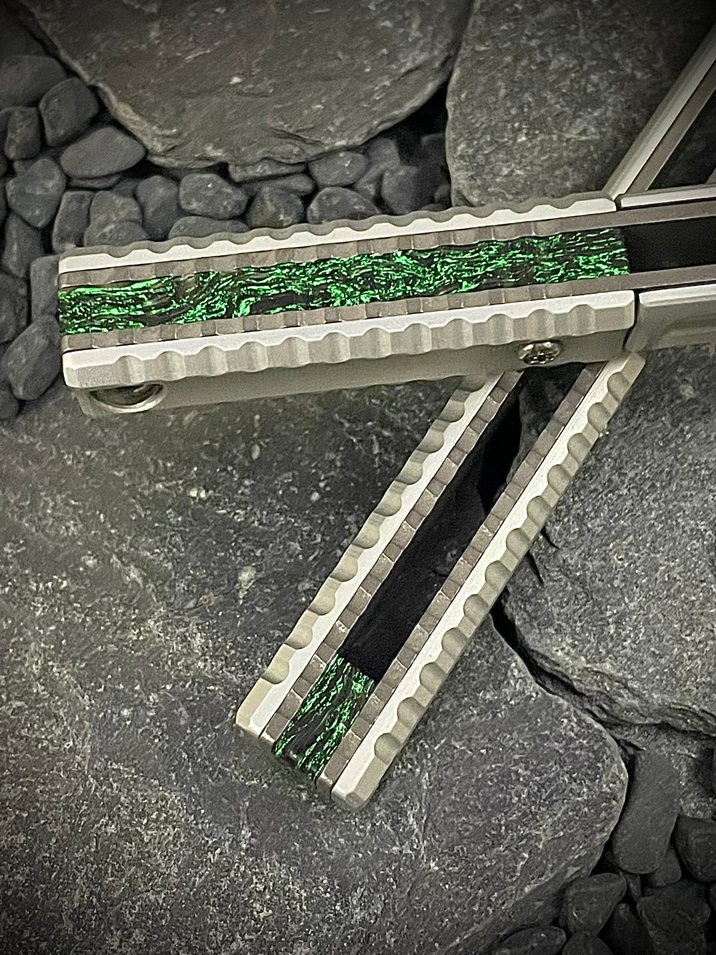Fatcarbon Dark Matter Green Glow Forged Carbon Fiber Spacers Set