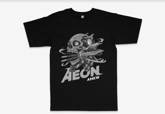 AMKW Aeon Skull Greyscale Logo Tshirt